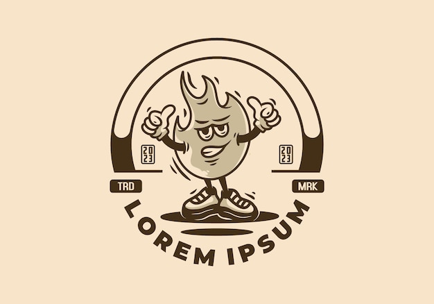 Insignia de ilustración de personaje de mascota de un incendio