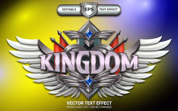 Insignia del juego kingdom con efecto de texto editable