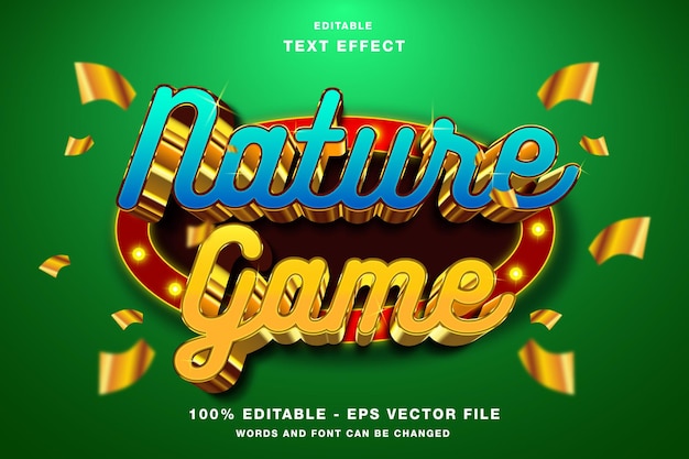 Insignia del juego de naturaleza Efecto de texto editable 3D