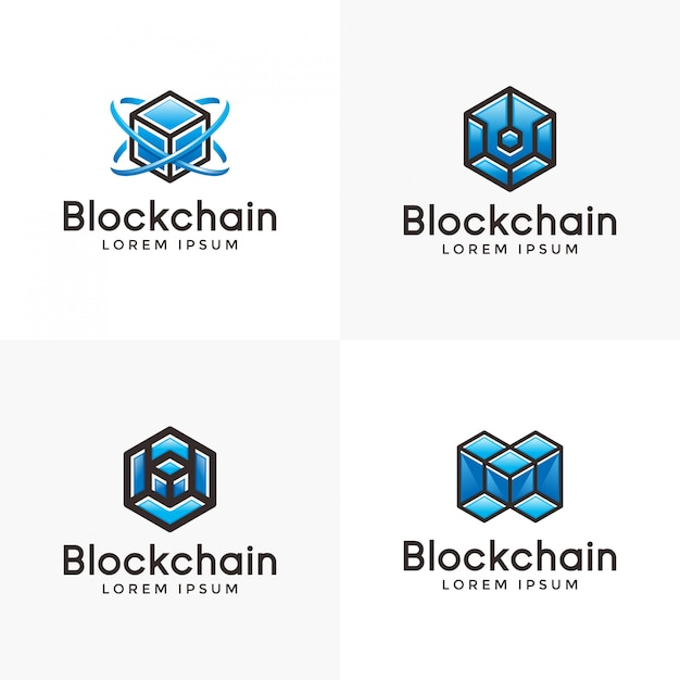 Vector insignia del logotipo de blockchain azul