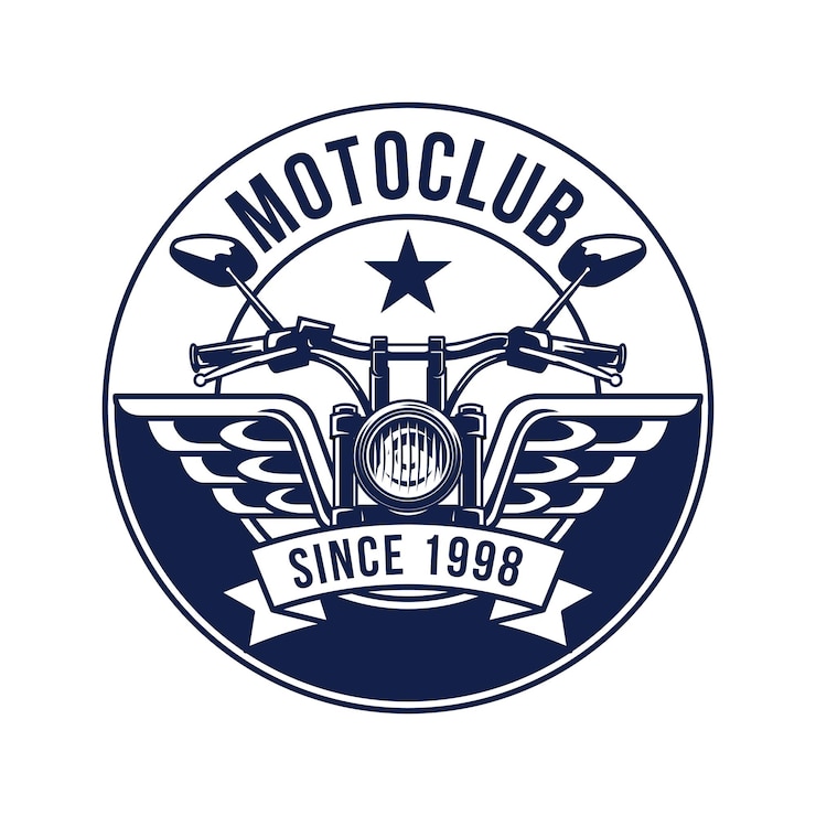 Vector insignia del logotipo del club de motocicletas dibujadas a mano