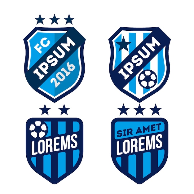 Vector insignia y logotipo de fútbol conjunto aislado en fondo blanco