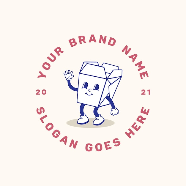 Insignia del logotipo de la mascota retro de la caja de arroz