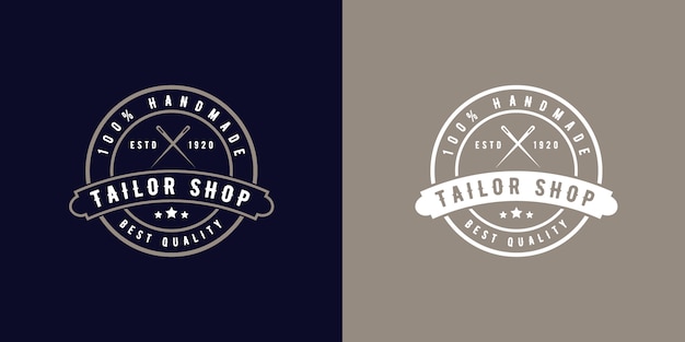 Insignia de logotipo de monograma redondo de estilo retro vintage para traje personalizado hecho a medida taller o taller de costura Insignia de logotipo redondo de estilo retro vintage para taller de sastre personalizado o taller de costura Premium