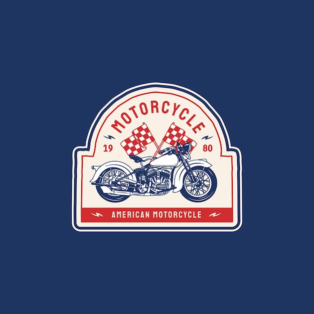 Vector insignia del logotipo de la motocicleta americana con estilo retro vintage