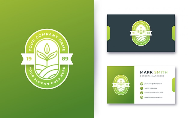 Insignia de logotipo de naturaleza con tarjeta de visita