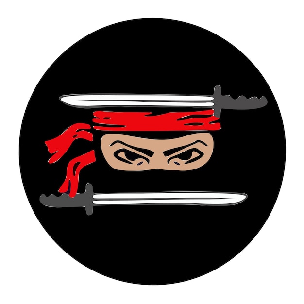 Insignia logotipo ninja espada guerras asesino símbolo Vector