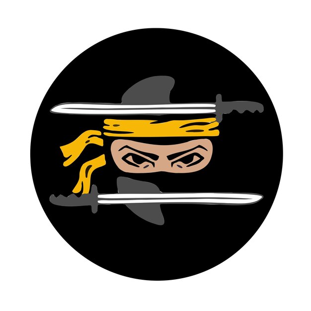 Vector insignia, logotipo ninja, guerras de espadas, asesino, símbolo. vector