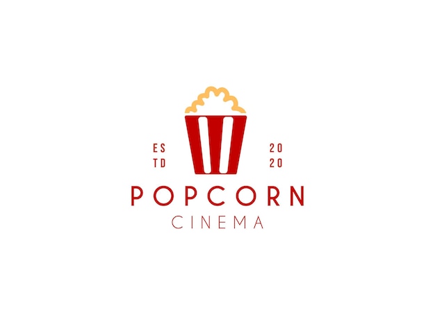 Insignia del logotipo de las palomitas de maíz con ilustración de palomitas de maíz en el cubo