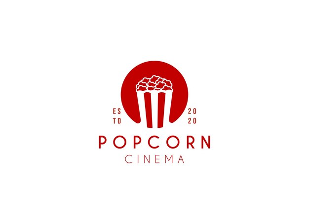Insignia del logotipo de las palomitas de maíz con ilustración de palomitas de maíz en el cubo