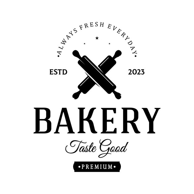 Insignia del logotipo de panadería ilustración vectorial retro para cupcakebakerycake Diseño de logotipo de tipografía vintage