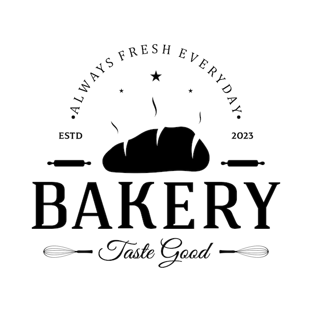 Insignia del logotipo de panadería ilustración vectorial retro para cupcakebakerycake Diseño de logotipo de tipografía vintage