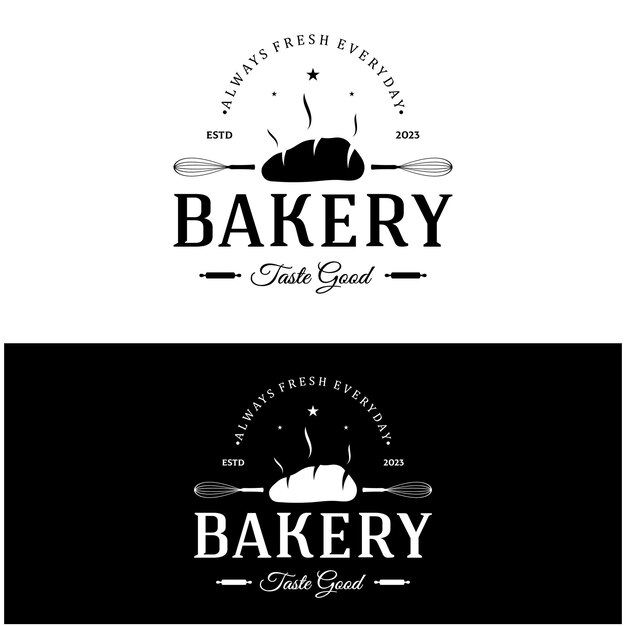 Insignia del logotipo de panadería ilustración vectorial retro para cupcakebakerycake Diseño de logotipo de tipografía vintage