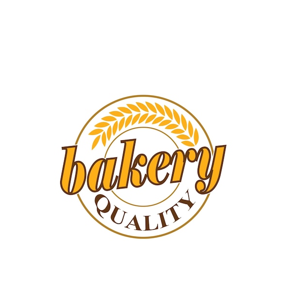 Insignia del logotipo de panadería con vector de icono del logotipo de panadería de trigo
