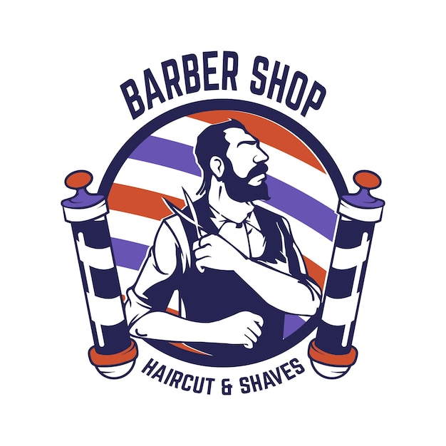 Insignia de logotipo de peluquería vintage retro