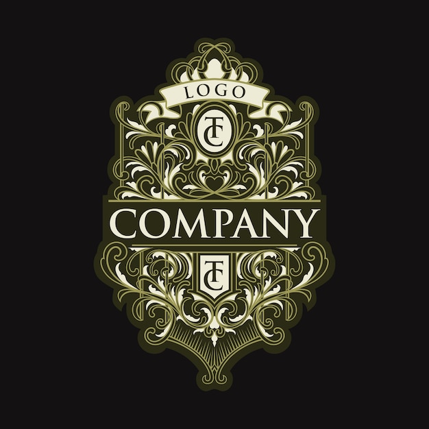insignia del logotipo TC de letra vintage