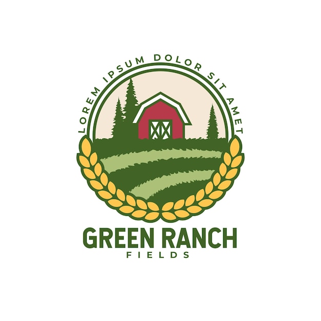 Vector insignia del logotipo de trigo green ranch