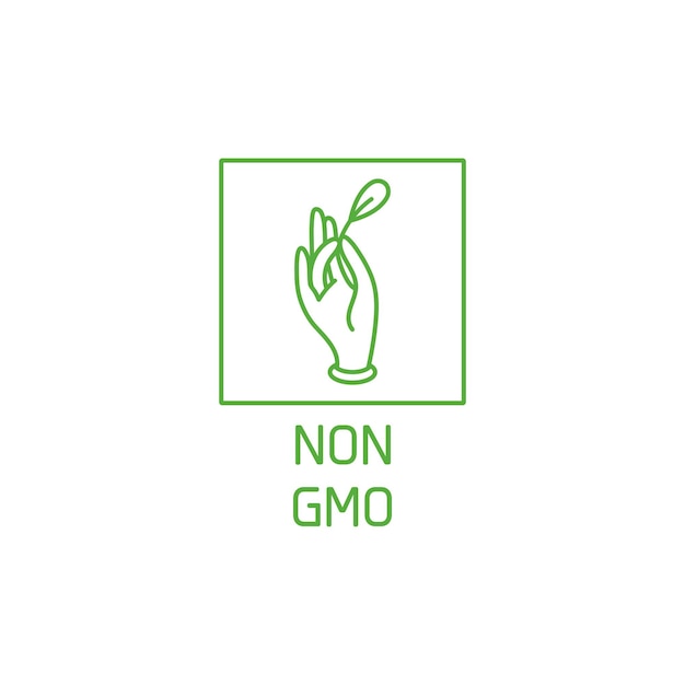 Insignia del logotipo vectorial e icono para productos naturales y orgánicos Diseño de signos sin OGM Símbolo de salud