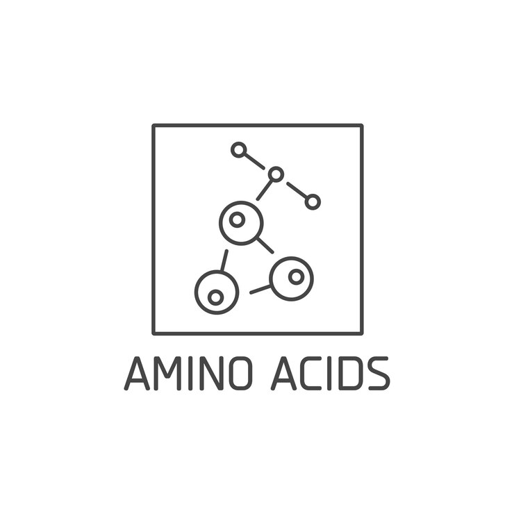 Insignia de logotipo vectorial e icono para productos naturales y de salud Diseño de signos de aminoácidos Símbolo de salud