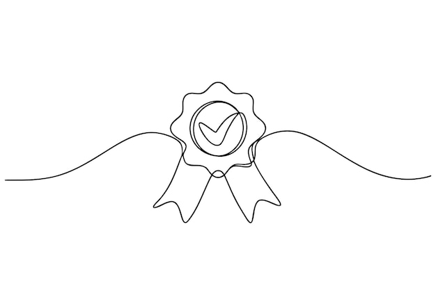 Insignia con marca de comprobación Ilustración artística de certificación y calidad