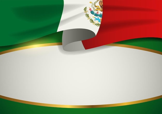 Insignia de México con marco dorado decorativo, formato vectorial EPS 10