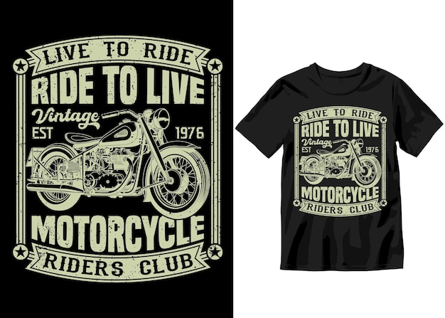Insignia monocromática vintage de motocicleta personalizada con diseño de camiseta de ilustración de vector de motocicleta