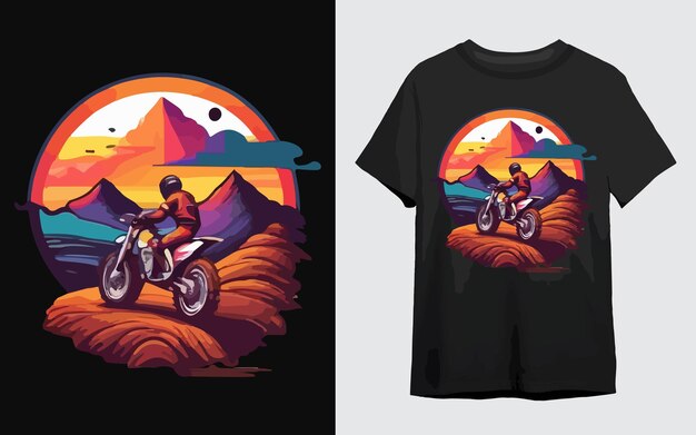 Vector insignia de motocicleta moderna en bicicleta de montaña en bicicleta digital en color en bicicleta de aventura vintage en diseño de motocross
