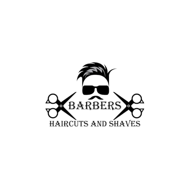 Insignia o emblema de la etiqueta vintage de la peluquería sobre fondo gris Ilustración vectorial