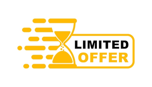 Insignia de oferta limitada Última oportunidad con signo de reloj de arena