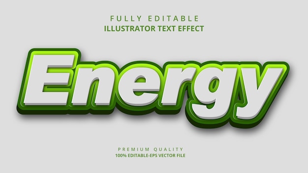 Vector insignia orgánica de efecto de texto 3d de energía editable y estilo de texto de granja