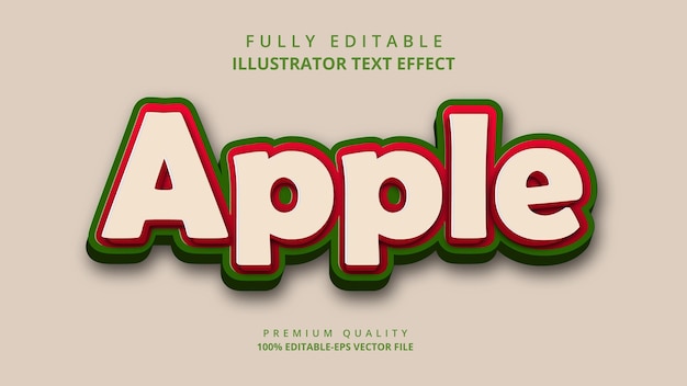 Vector insignia orgánica con efecto de texto 3d de manzana editable y estilo de texto de granja