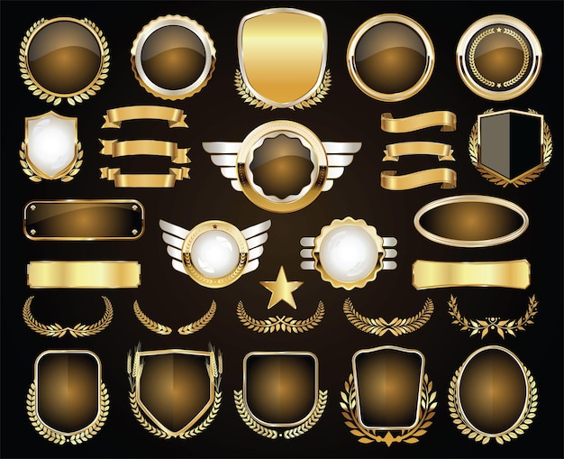 Insignia de oro y etiquetas colección vintage retro