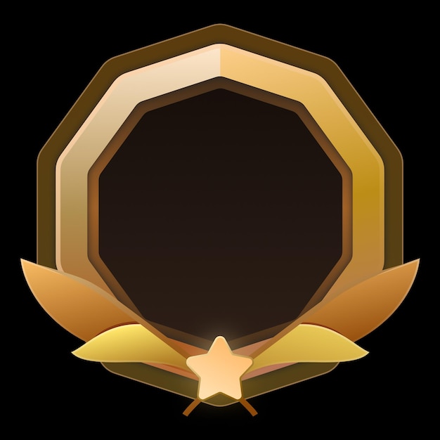 Insignia de oro del hexágono vectorial