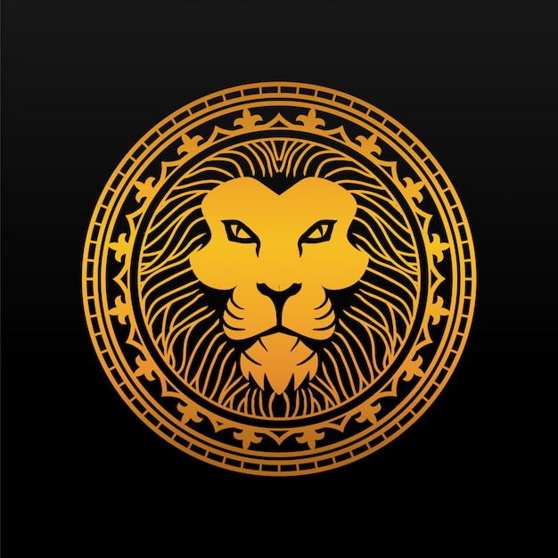 Insignia de oro king lion head