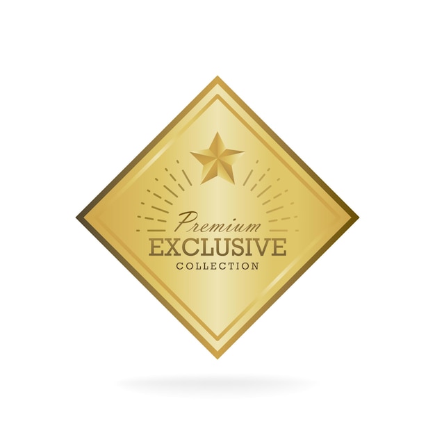 Insignia de oro de venta de colección exclusiva. ilustración de vector de etiqueta de oro.