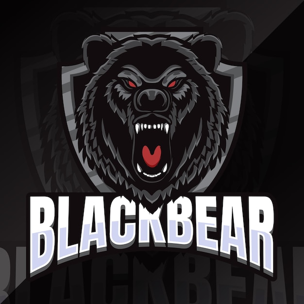 Vector insignia de oso negro emblema esport logo