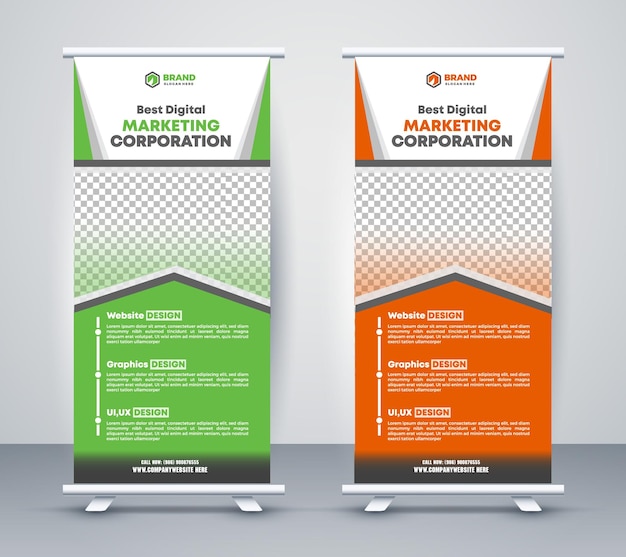 Insignia de pancartas corporativas enrolladas plantilla de standee diseño de diseño de pancartas de negocios creativos X