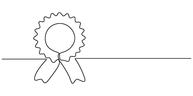 Insignia de premio dibujo continuo de una línea aislado en ilustración vectorial de fondo blanco
