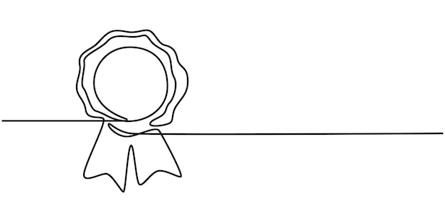 Insignia de premio dibujo continuo de una línea aislado en ilustración vectorial de fondo blanco