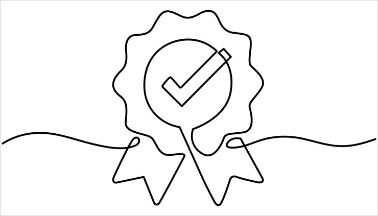 Vector insignia de premio ilustración de dibujo continuo de una línea icono del ganador en estilo dibujado a mano