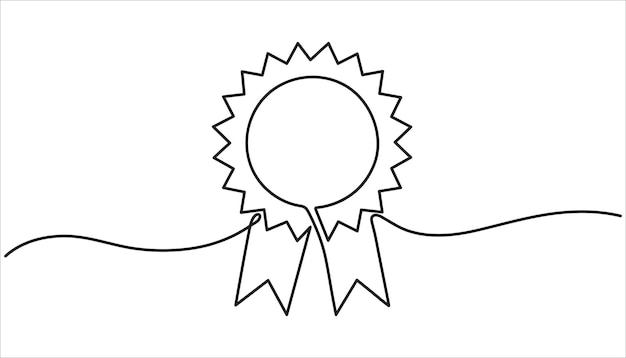 Insignia de premio ilustración de dibujo continuo de una línea Icono del ganador en estilo dibujado a mano