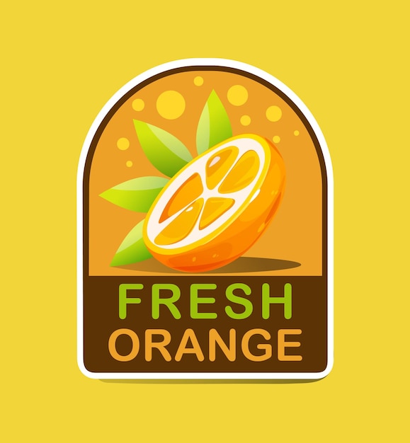 Insignia de producto de jugo de naranja El logotipo o insignia del producto de jugos se utiliza para el producto de naranjas