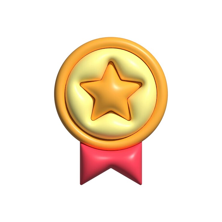 Vector insignia de recompensa de medalla brillante renderizada en 3d