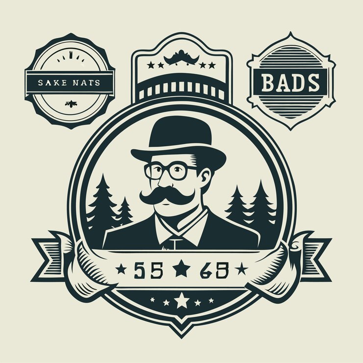 Vector insignia retro marco del logotipo del antiguo emblema y insignias de silueta vintage conjunto vectorial de diseño hipster