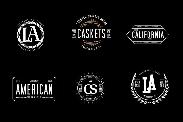 Vector insignia retro marco del logotipo del emblema antiguo y insignias de silueta vintage conjunto de vectores de diseño hipster