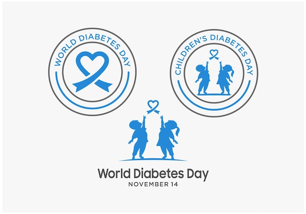 Vector insignia, sello, emblema del día mundial de la diabetes inspiraciones en el diseño del logotipo