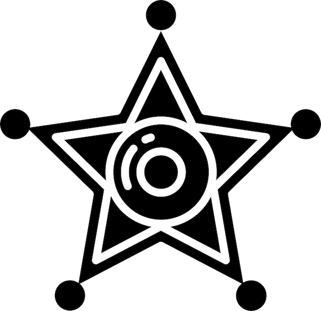 La insignia del sheriff es una ilustración vectorial de glifo sólido.
