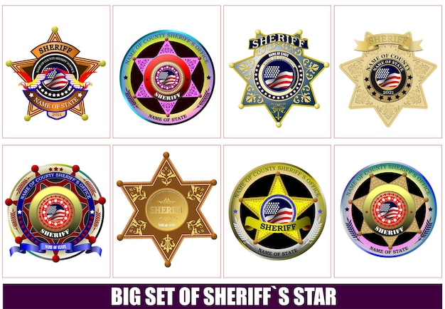 Insignia del sheriff en una ilustración de vector 3d de fondo blanco