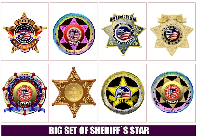 Insignia del sheriff en una ilustración de vector 3d de fondo blanco