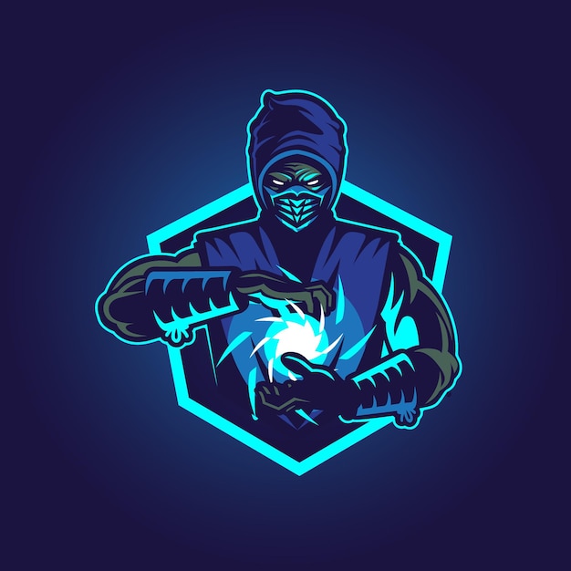 Insignia de símbolo de ilustración de vector Ninja azul